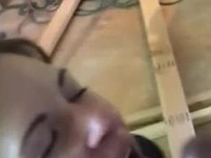 The writing on her shirt is distracting