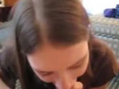 Amateur Teen if he just held her head down shed get used to it!!