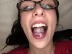 Allison swallows a load during her Amateur Allure audition.