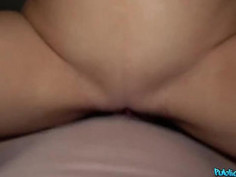 Fucked in car and cum on her tits