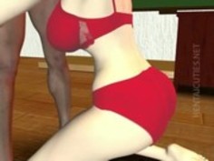 3D変態雌犬には、2つの黒いコックを吸う