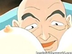 年上の男はアニメの妻の上のセックス恐喝を行います