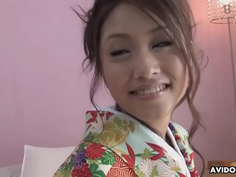 Young hairy Asian gal Iori Miduki gets fingered and drilled